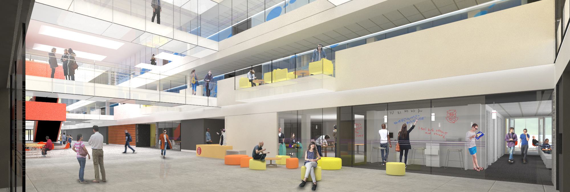 Artist rendering of the interior of the Innovation and Wellness Centre