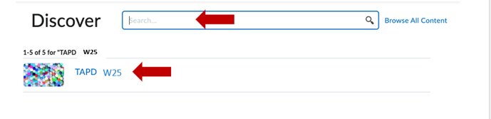 Please search TAPD S24 in the Discover Bar in Brightspace D2L