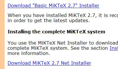 MiKTeX Download Choice