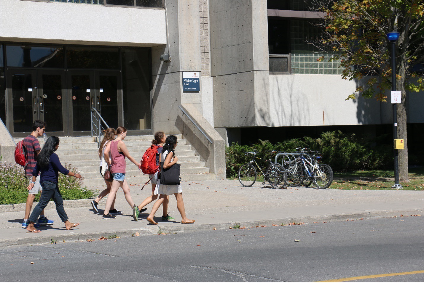 students walking on campus