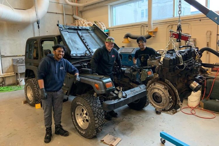 To convert combustion powered vehicles to fully electric, student design team marries a real-world challenge with hands-on initiative