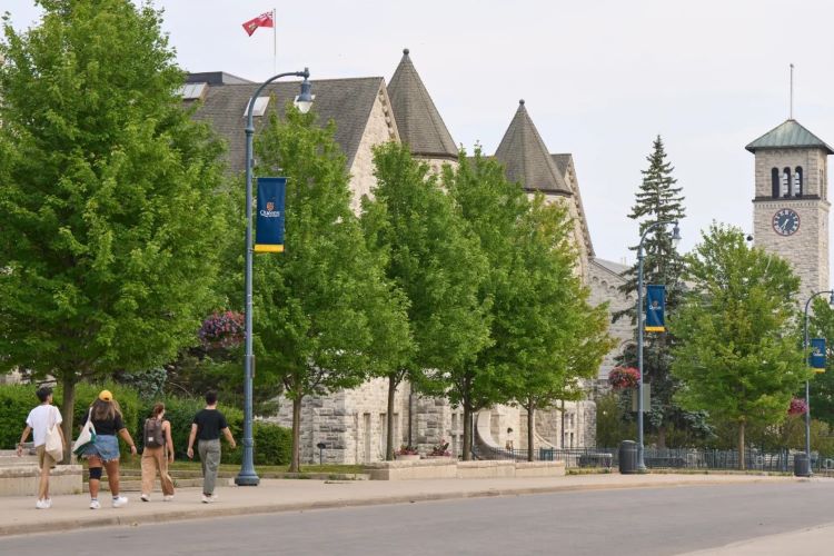 students walking on campus