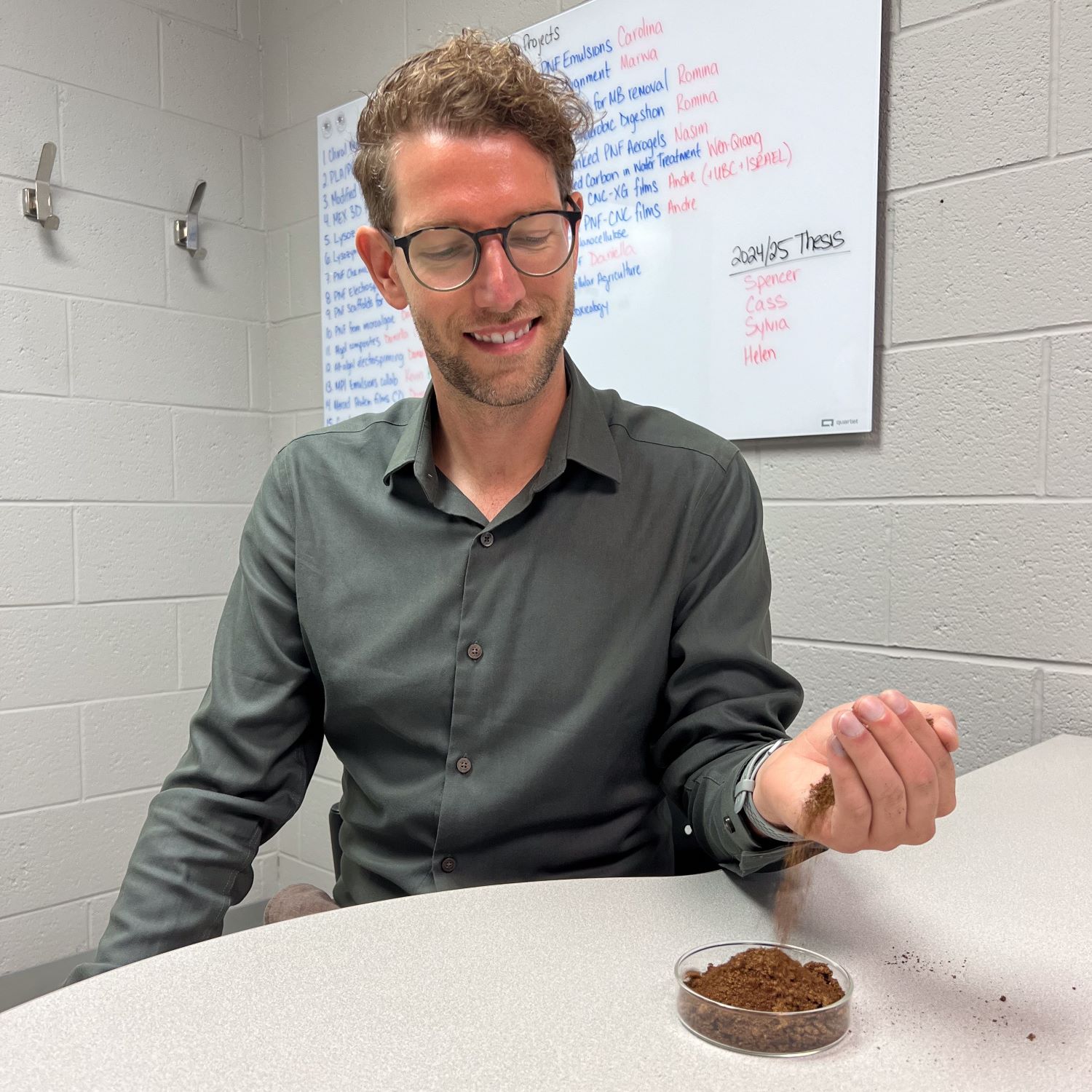 Kevin De France with canola meal